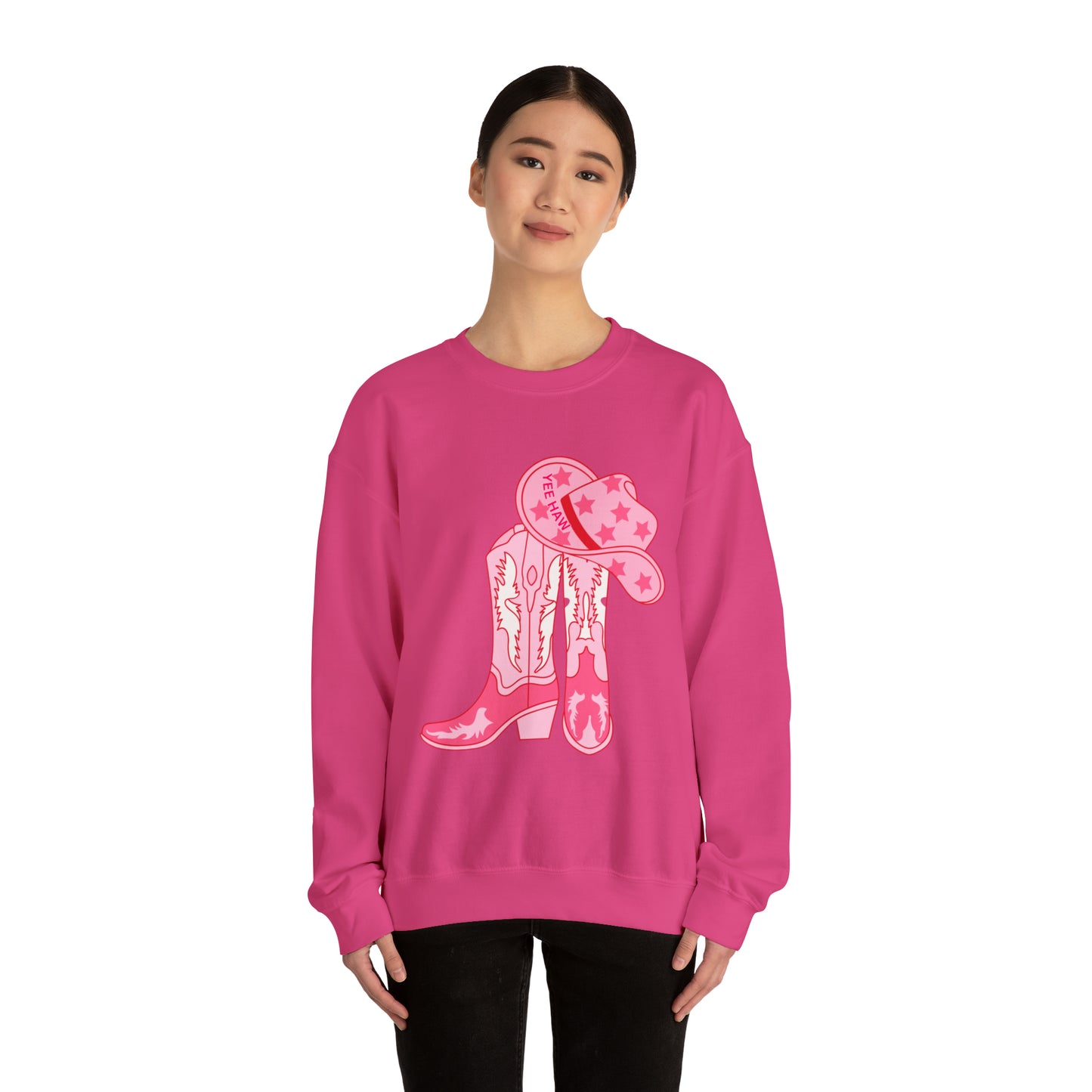 Yeehaw Cowgirl Boots Unisex Heavy Blend Crewneck Sweatshirt