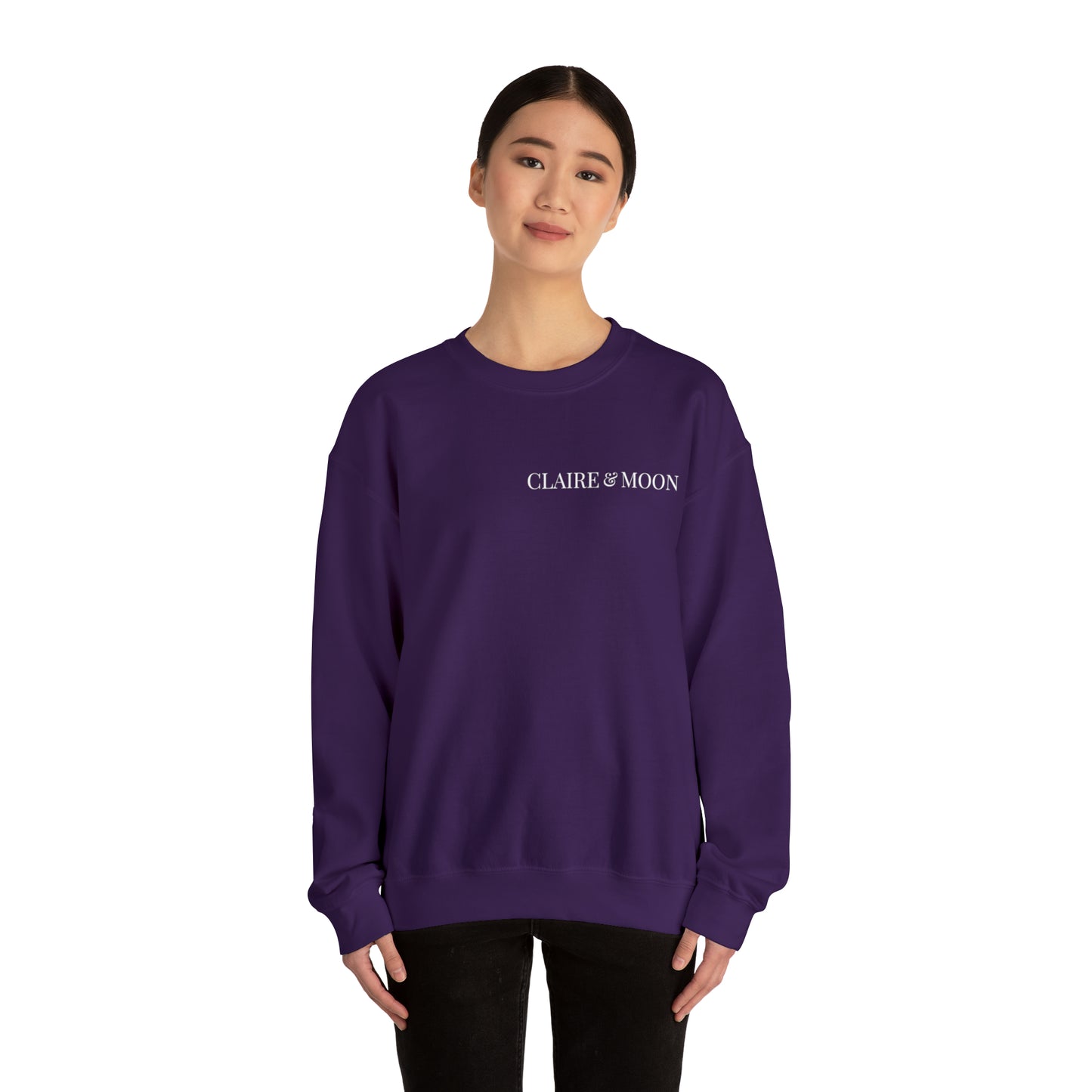 Claireandmoon White Logo Unisex Heavy Blend™ Crewneck Sweatshirt