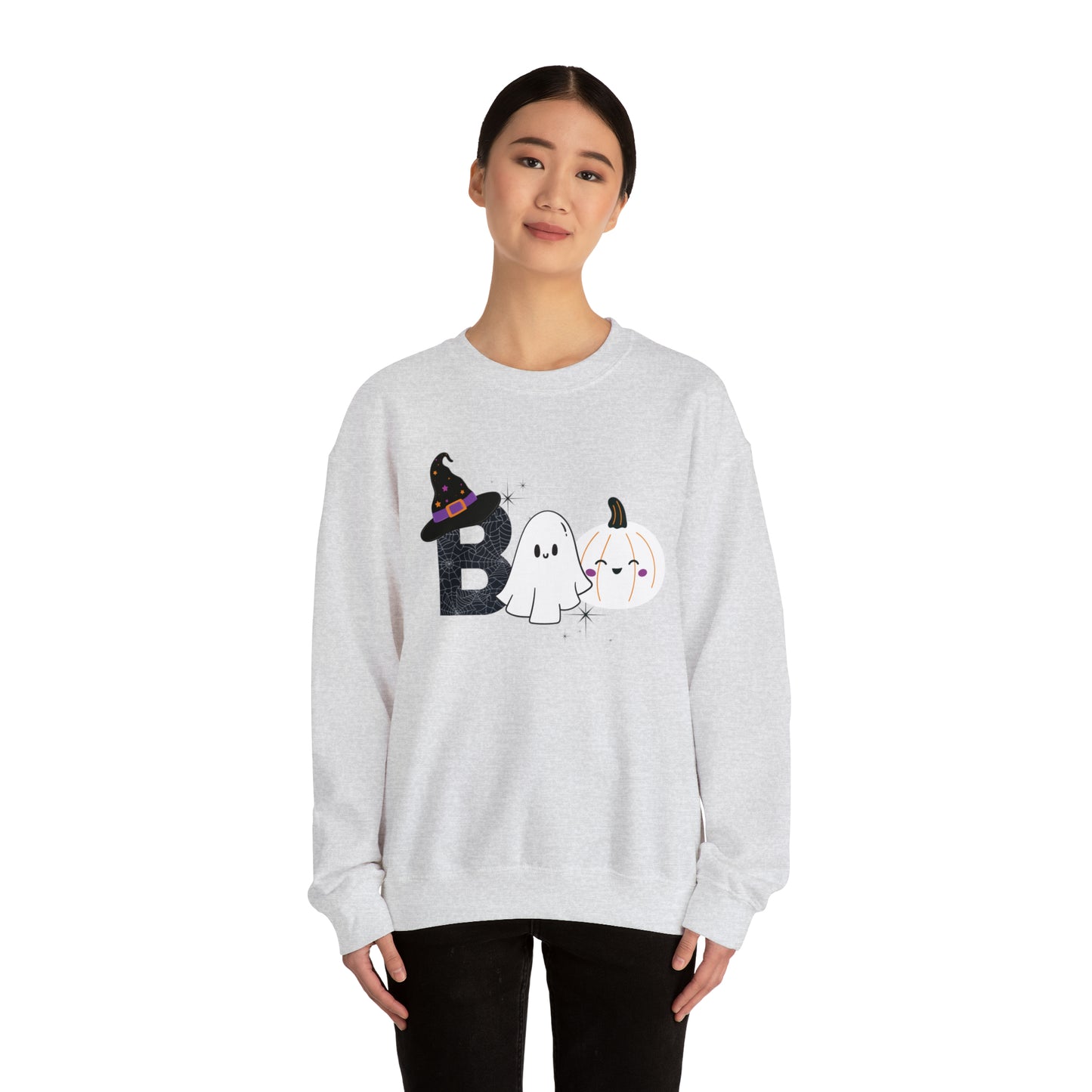 Boo Ghost And Pumpkins Unisex Heavy Blend Crewneck Sweatshirt