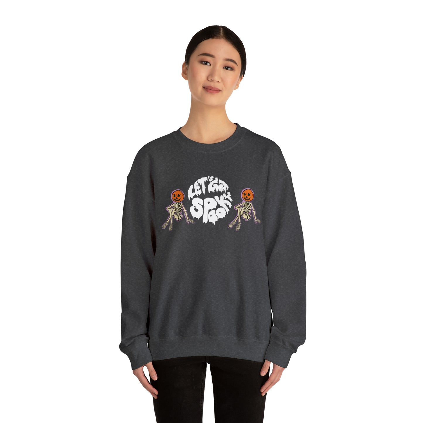Lets Get Spook Skeleton Pumpkins Unisex Heavy Blend Crewneck Sweatshirt